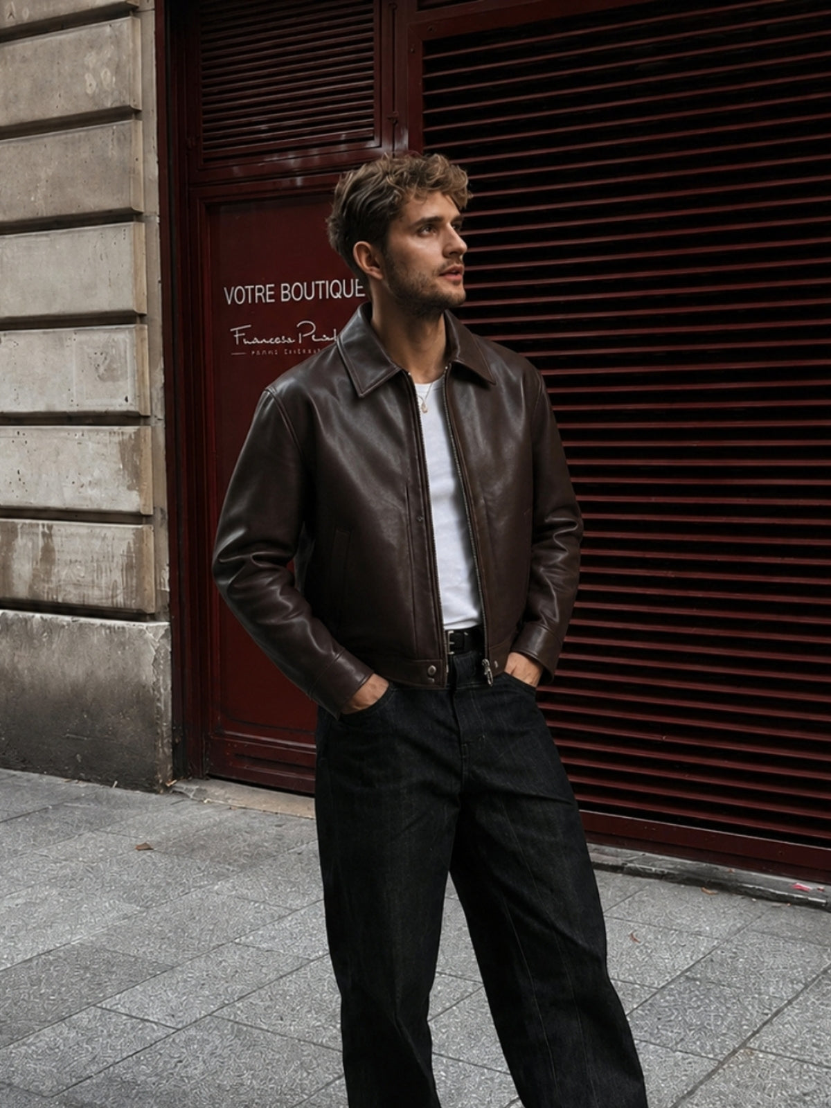 Brown Leather Unisex jacket