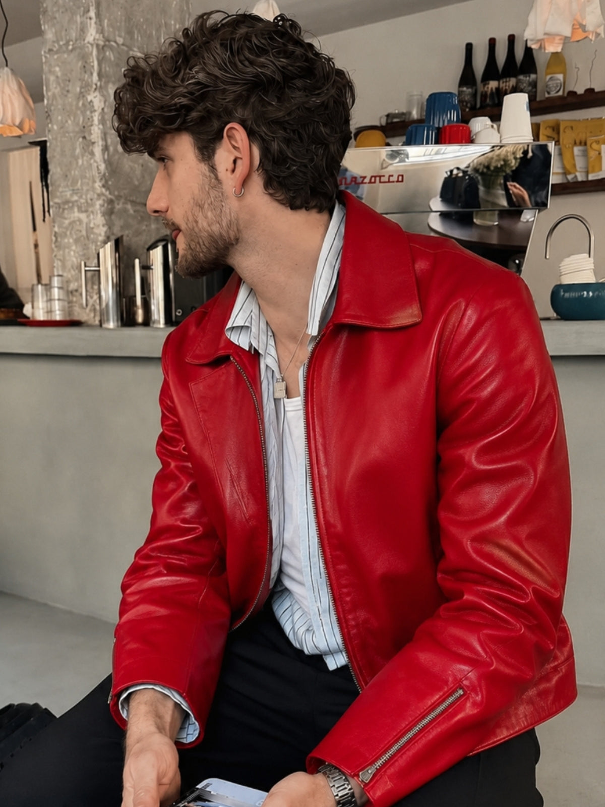 Red Leather Unisex Jacket