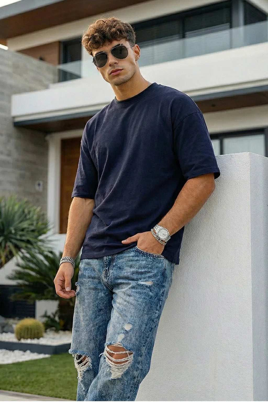 Navy Blue Unisex Oversized T-Shirt