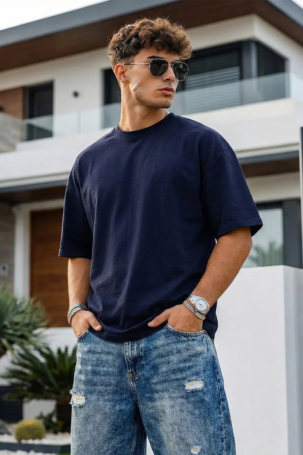 Navy Blue Unisex Oversized T-Shirt